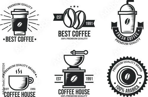 Vintage Coffee Shop Logos Retro Coffee House Design Elements