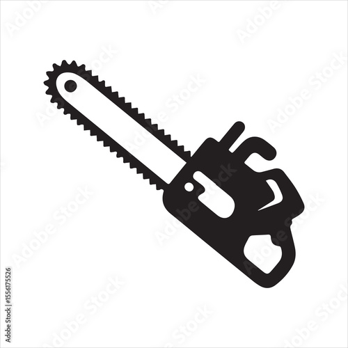 Chainsaw Silhouette Icon Vector Cutting Tool Lumberjack Equipment