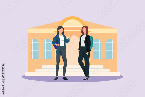  University student life Concept. Colored flat vector illustration isolated