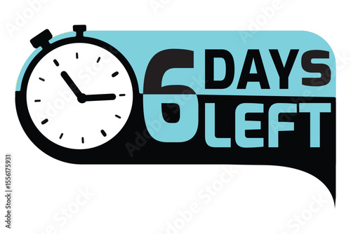 6 Days Left Countdown Timer Label Vector