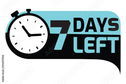 7 Days Left Countdown Label with Stopwatch Vector