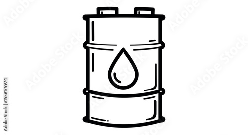 Oil barrel icon vector illustration in simple hand drawn style for environmental posters and educational materials