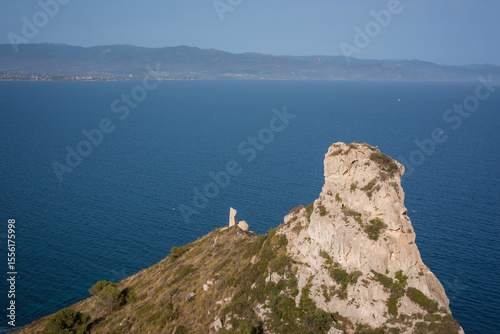 Panoramic view of the coastline in Cagliari, Sardinia.