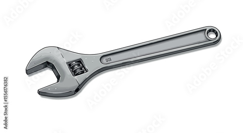 Adjustable wrench vector illustration for technical design and diy projects in hand drawn style