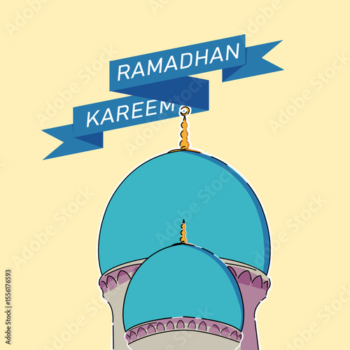 blue mosque for celebrate ramadhan kareem