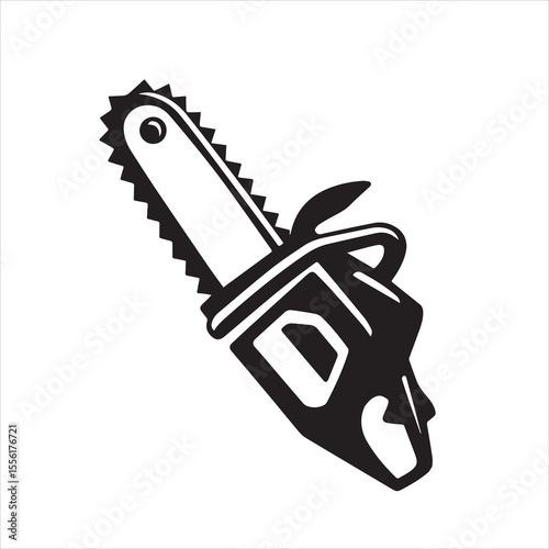 Chainsaw Silhouette Icon Vector Cutting Tool Lumberjack Equipment