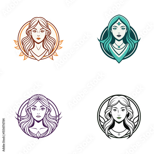 Women face line art logo, icon, vector design for a beauty brand 