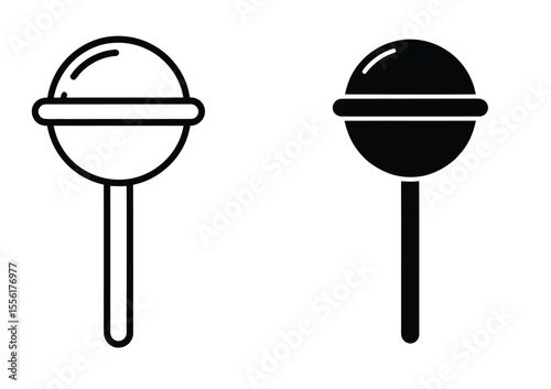 A minimalist icon design showing two identical lollipop illustrations in different styles