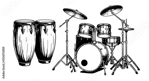 Musical instrument vector illustration: percussion focused design for music posters