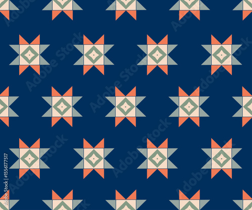 Navy blue with repeated flower-star motifs. Perfect for cultural packaging, textiles, or boho-inspired projects.