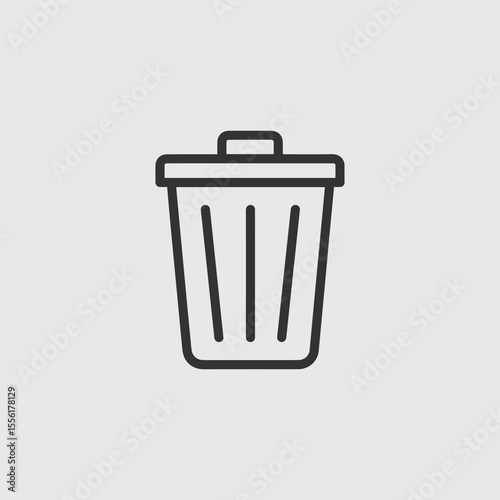 Simple outline icon of a trash can with a lid on a light gray background