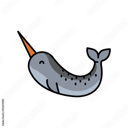 narwhal color line icon for digital and print projects. Arctic animals.