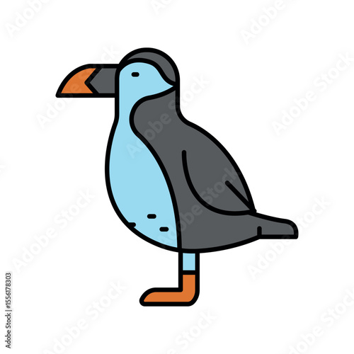puffin color line icon for digital and print projects. Arctic animals.
