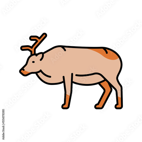 svalbard reindeer color line icon for digital and print projects. Arctic animals.