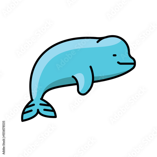
beluga whale color line icon for digital and print projects. Arctic animals.