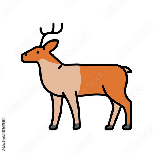 
caribou color line icon for digital and print projects. Arctic animals.