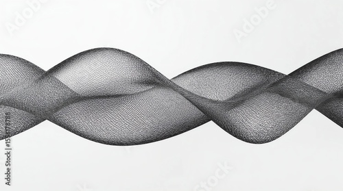 Abstract metal mesh in shape of wave. 3d metal mesh consist of hexagons. Graphene molecular grid. Neural network.3d render 