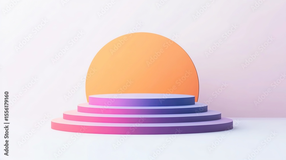 Fototapeta premium Colorful steps with a vibrant circular backdrop.