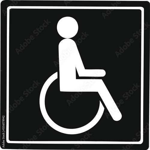 Standard wheelchair accessibility icon in black and white vector style design