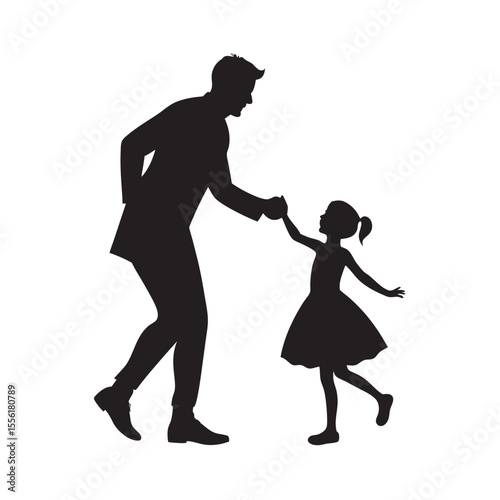 Father and daughter dancing silhouette