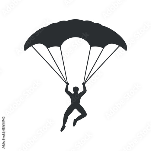 Parachutist falling silhouette vector illustration