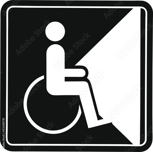 Wheelchair accessibility symbol with doorway in black and white vector design