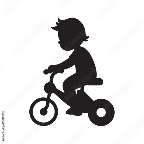 Child on tricycle silhouette vector
