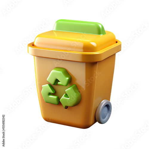 3D Recycle Bin: Eco-Friendly Waste Management, Green Environment Icon
