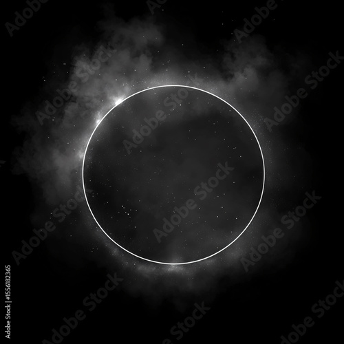 Glowing circle in the dark background	
