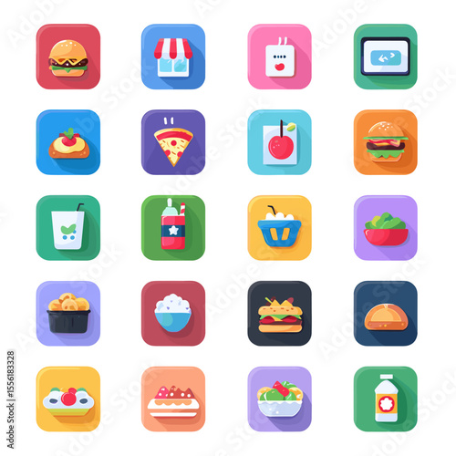 Vibrant icons for restaurant branding and interfaces.