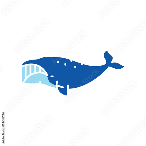 bowhead whale color flat icon for digital and print projects. Arctic animals.
