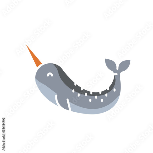 narwhal color flat icon for digital and print projects. Arctic animals.