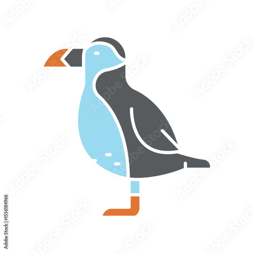 puffin color flat icon for digital and print projects. Arctic animals.