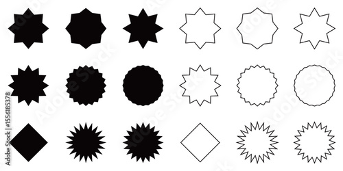 イラスト素材：ギザギザのふきだし　ベクター　Set of sale sticker, Set of starburst icon.