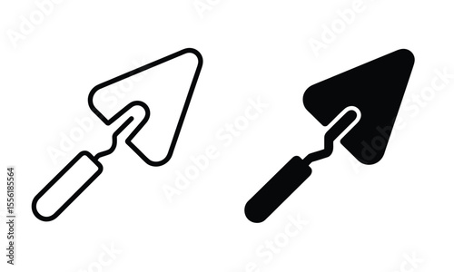 A minimalist icon design showing two versions of a trowel tool