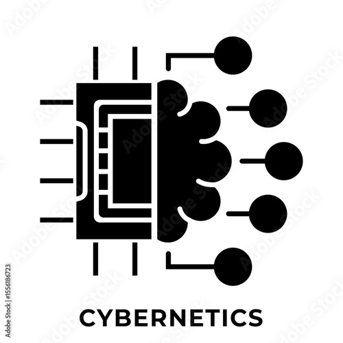 SINGLE ICON CYBERNETICS, BRAIN CHIPS ICON, ICON GLYPH STYLE