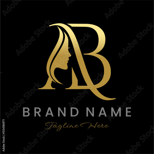 Letter AB Beauty Women Face Logo Design