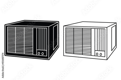 Air Conditioner art silhouette vector line art on white background