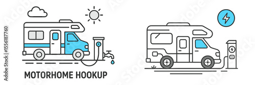 Motorhome hookup options for RV enthusiasts at campsites with full utility access during sunny days