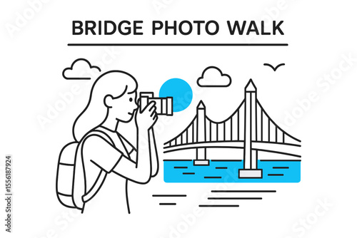 Enjoying a leisurely photo walk by the bridge during a sunny day in the city