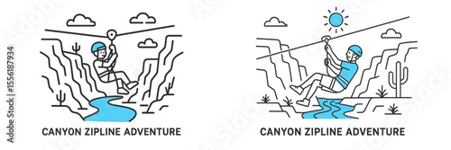 Enjoying an exhilarating zipline adventure over the canyon during a sunny day in the desert landscape