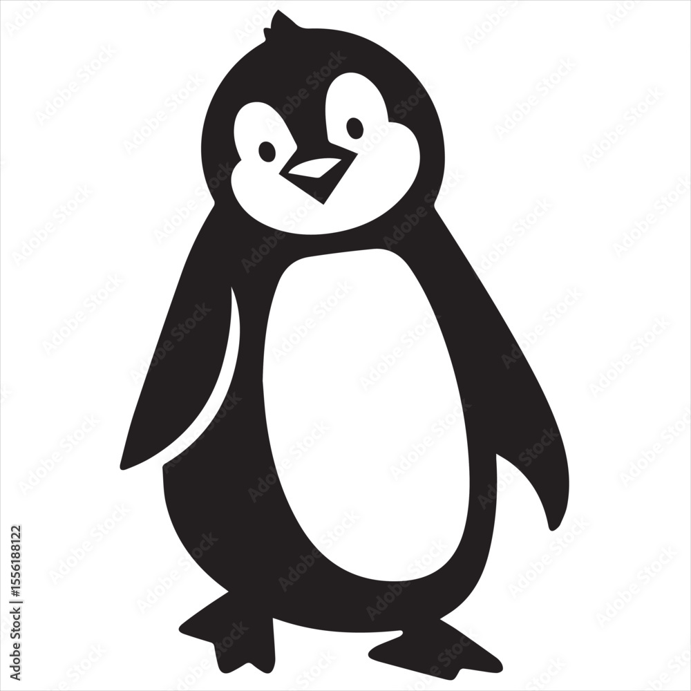 Fototapeta premium Minimal Penguin Logo Design, Silhouette Style Vector Graphic, Clean and Modern Minimalist Penguin Icon for Wildlife Branding, Eco-Friendly Projects, Cold Climate Businesses, and Animal Conservation Lo