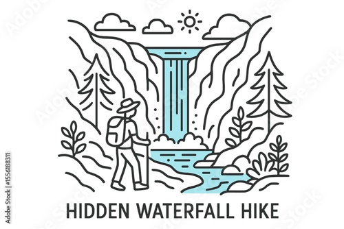 Discover hidden waterfall hike in a serene nature setting with lush trees and flowing water in bright daylight