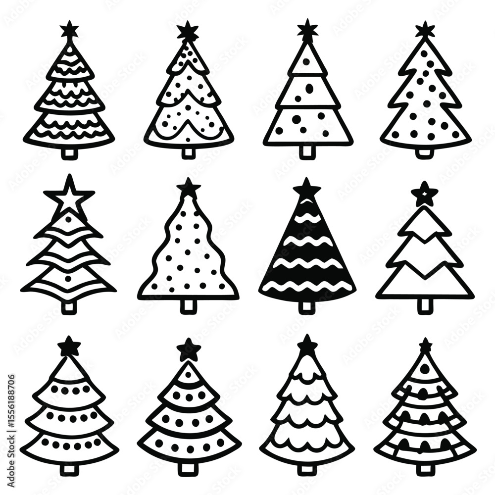 Obraz premium A Collection of christmas icons set 