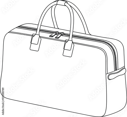 Clean Line Art Duffle Bag Illustration, Minimalist Travel Holdall Vector, Elegant Weekend Carryall Sketch, Modern Gym Bag Drawing for Product Design Assets.