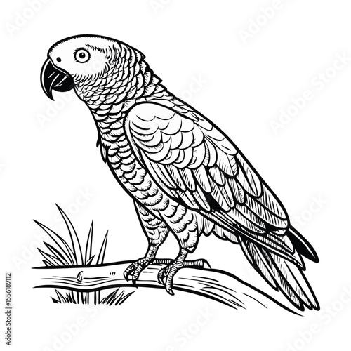 This colorful tropical parrot, a macaw or cockatoo, is captured in a vibrant portrait, isolated on a white background or perched naturally on a branch