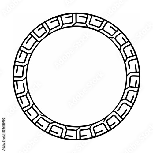 Elegant black and white decorative circle frame with intricate geometric pattern