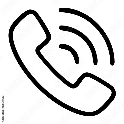Simple Outline Phone Receiver Ringing Signal Communication Icon