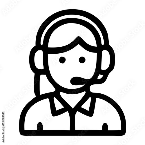 Simple Outline Call Center Operator with Headset Business Icon
