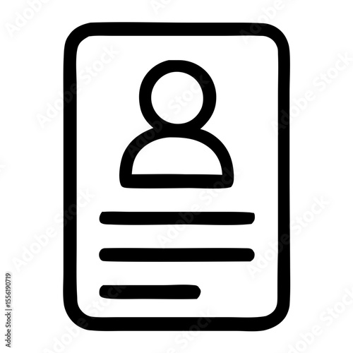 Simple Line Drawing ID Card User Profile Contact Information Icon